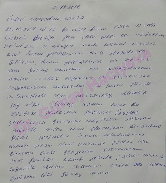 Bakıdan 10 ilin vaginizmi
