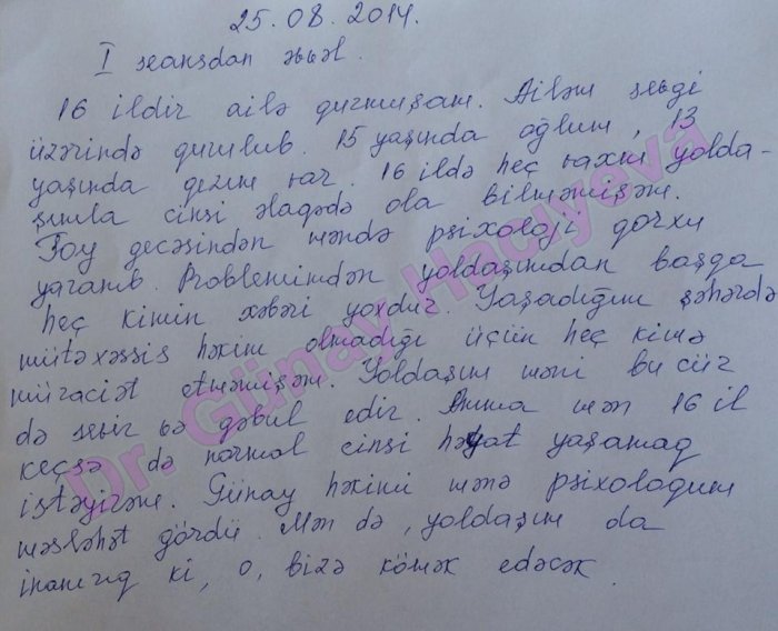 Mingəçevirdən 16 ilin vaginizmi